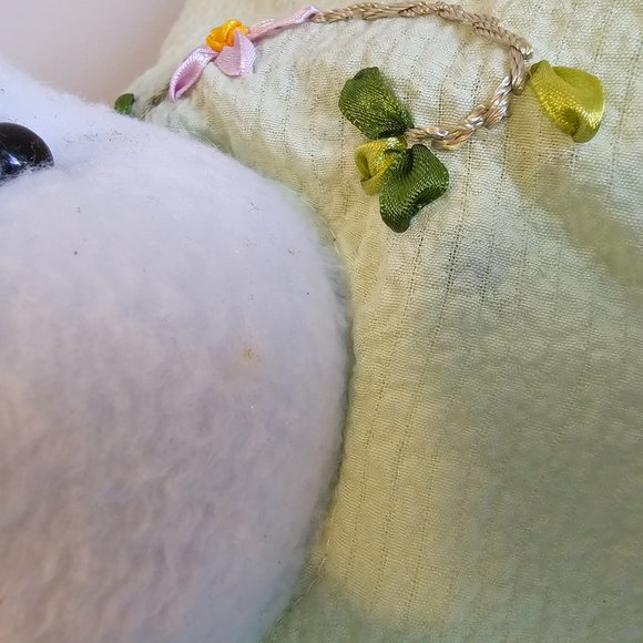 Decorative Easter Bunny Rabbit Plush White Green Floral Embroidered Dress 23" - Picture 10 of 12